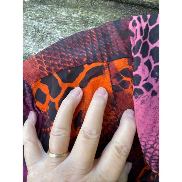 Marc Bouwer size 2X reptile print crepe tie neck button front blouse. - Picture 6 of 7